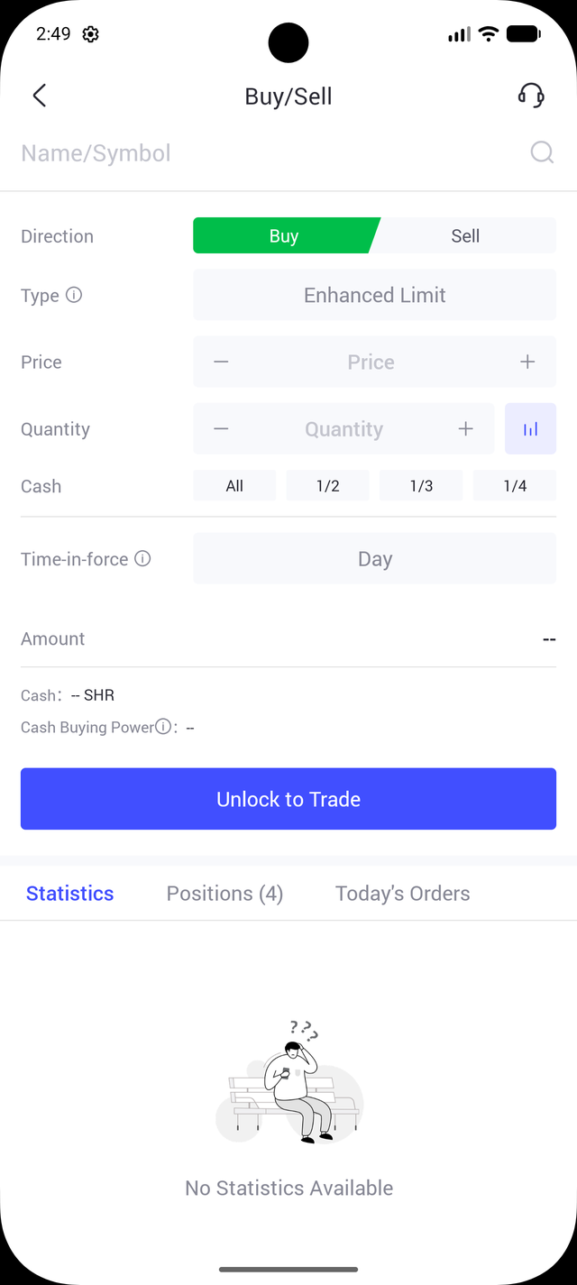 CapForce EC buy and sell order screen